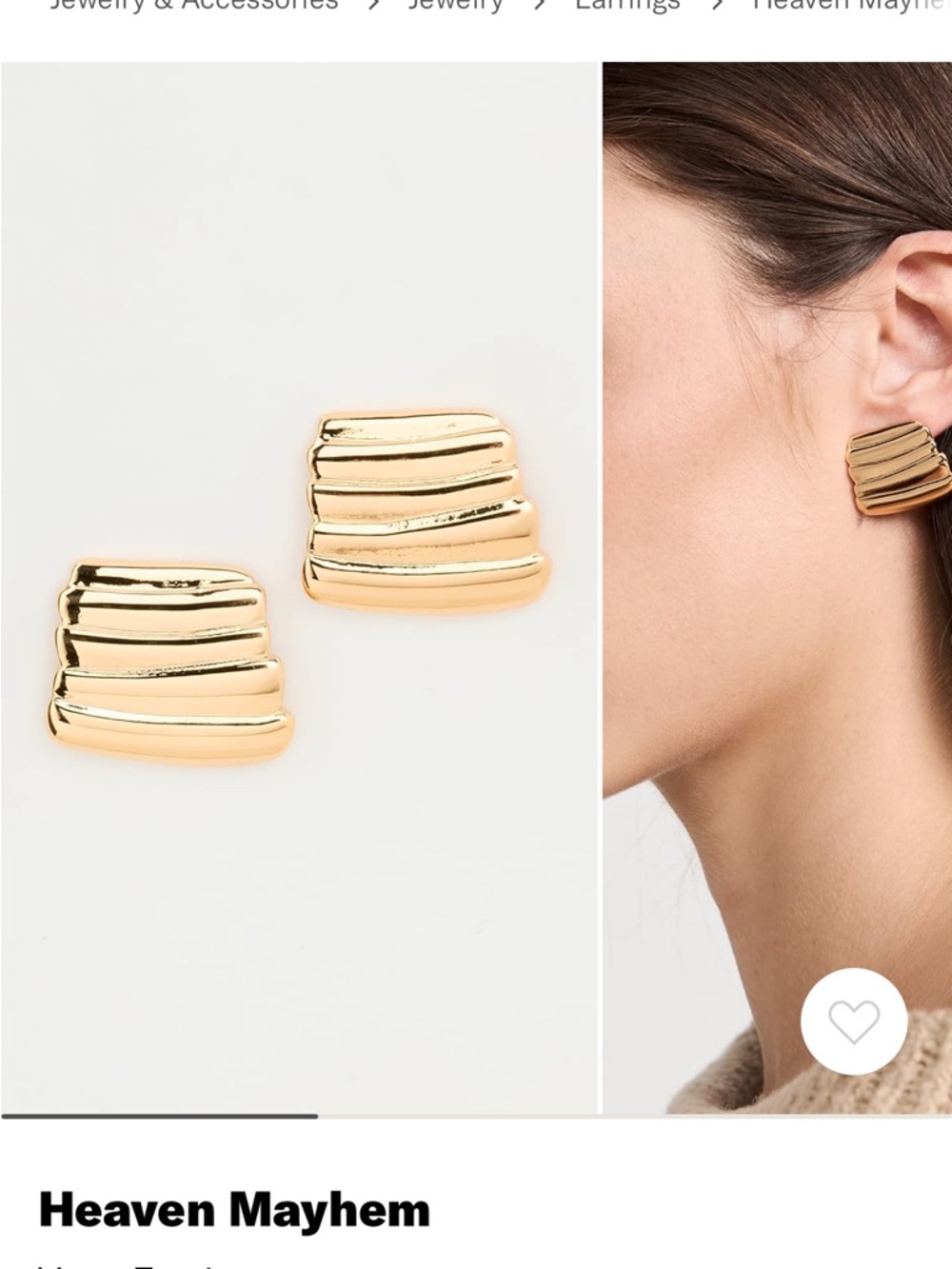 Heaven Mayhem Gold Rippled Stud Earrings